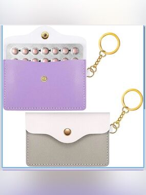 Women Accessories Lilac and White Pill Case Keychain Card Holder -